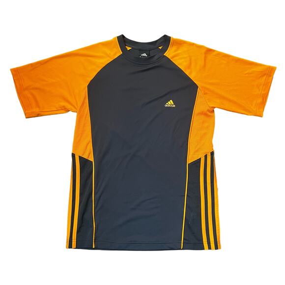 Adidas Boy's XL Black & Orange Classic 3 Stripes Athletic Shirt - Picture 1 of 5